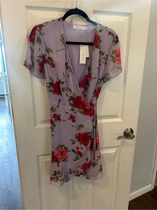All in Favor Dresses & Skirts - All in Favor purple red floral wrap dress M